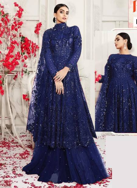 Navy Blue Colour KHAYYIRA AMAIRA Designer Heavy Wedding Wear Butterfly Net With Embroidery Heavy Salwar Suit Collection 2000-C